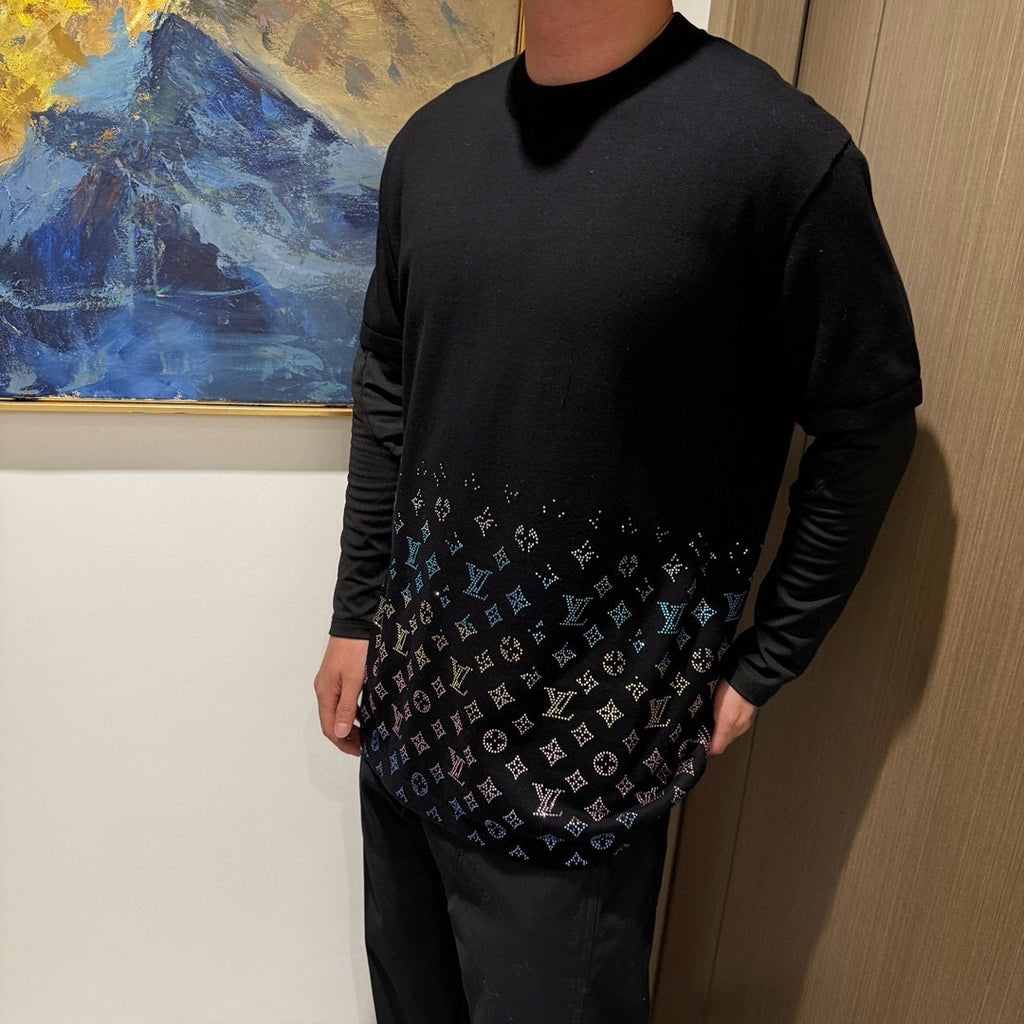 Louis Vuitton Rhinestone Knit Short-Sleeve T-Shirt