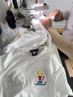 Louis Vuitton Embroidered Crew Neck Casual Short-Sleeve T-Shirt
