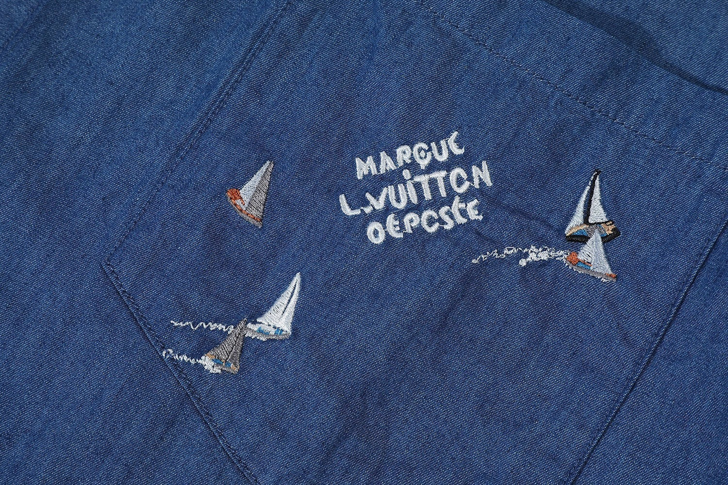 Louis Vuitton 25SS Embroidered Young Denim Short-Sleeve Shirt