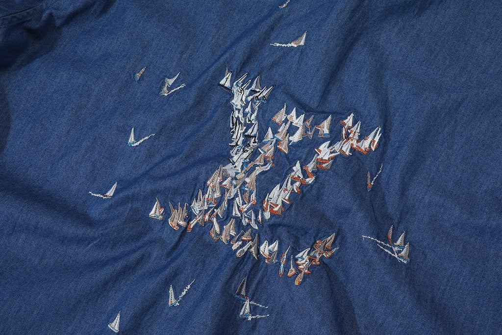 Louis Vuitton 25SS Embroidered Young Denim Short-Sleeve Shirt