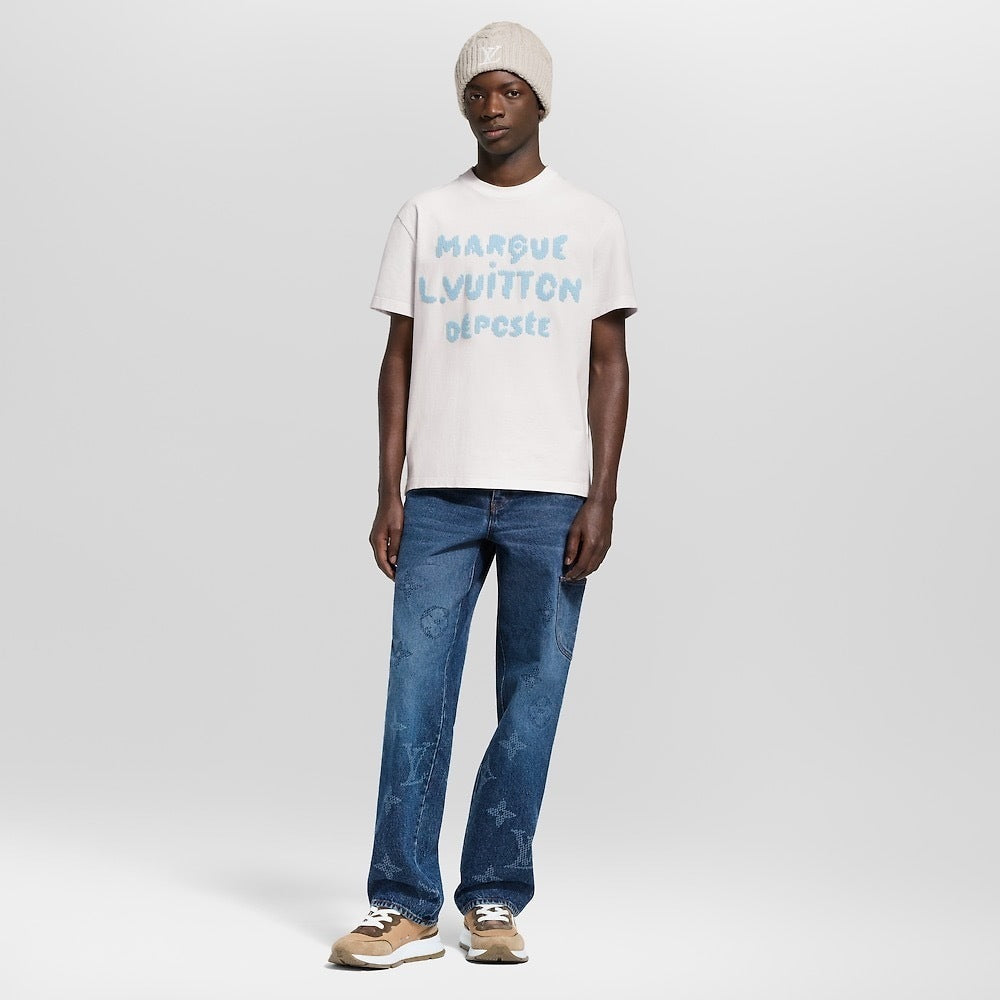 Louis Vuitton 5D Embroidered Short-Sleeve T-Shirt (Front and Back)