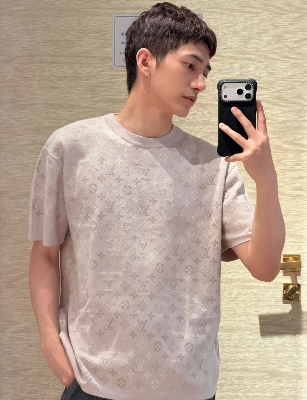 Louis Vuitton Monogram Surplus Jacquard Short-Sleeve Crew Neck Shirt