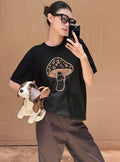 Louis Vuitton Mushroom Jacquard Logo Knit Short-Sleeve T-Shirt
