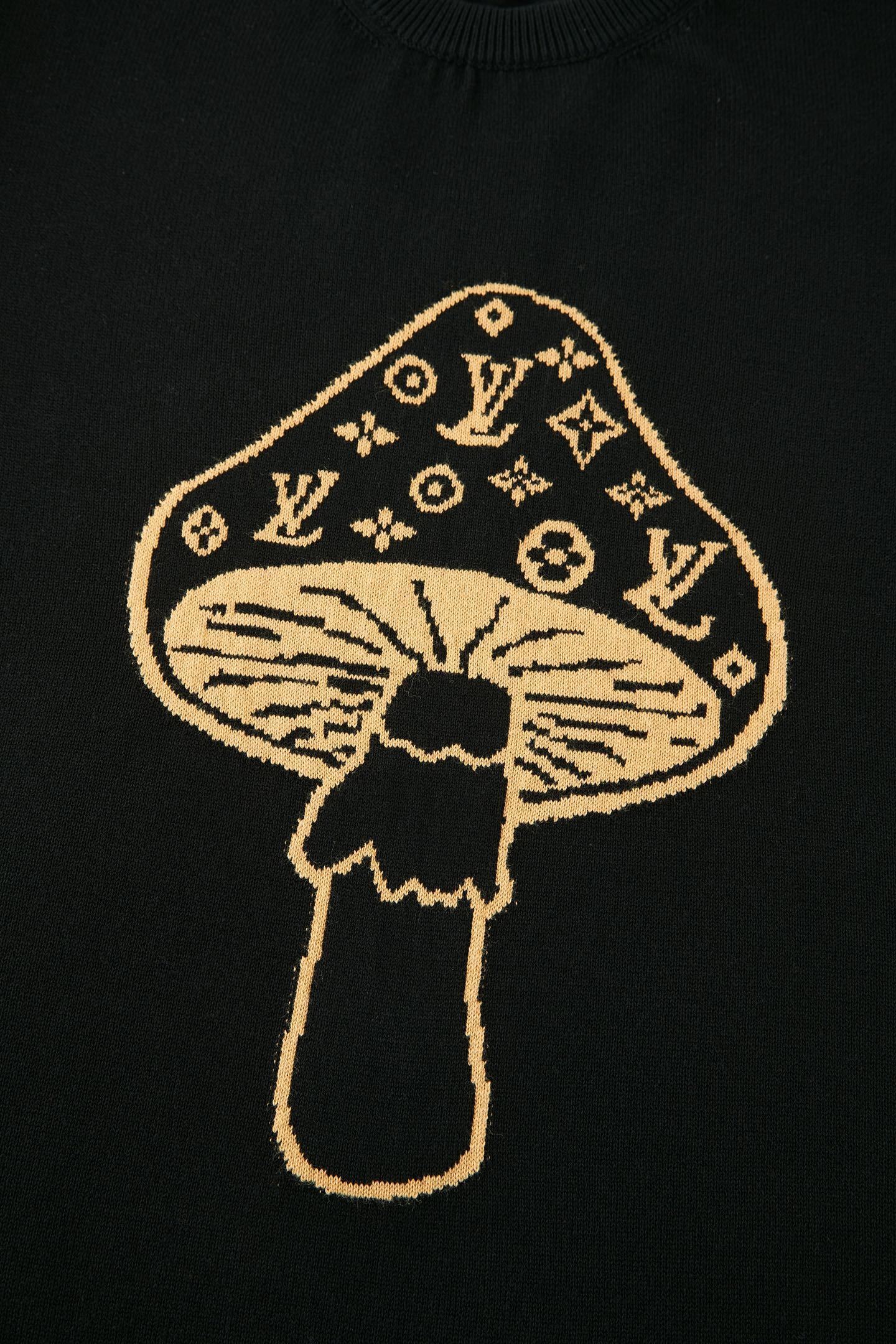 Louis Vuitton Mushroom Jacquard Logo Knit Short-Sleeve T-Shirt
