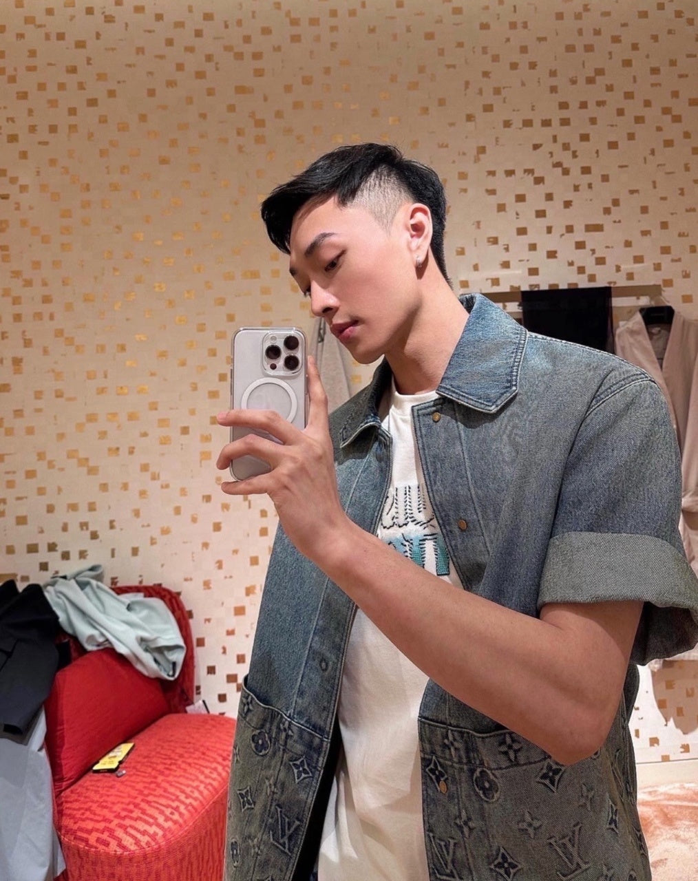 Louis Vuitton Monogram Embossed Workwear Denim Piece