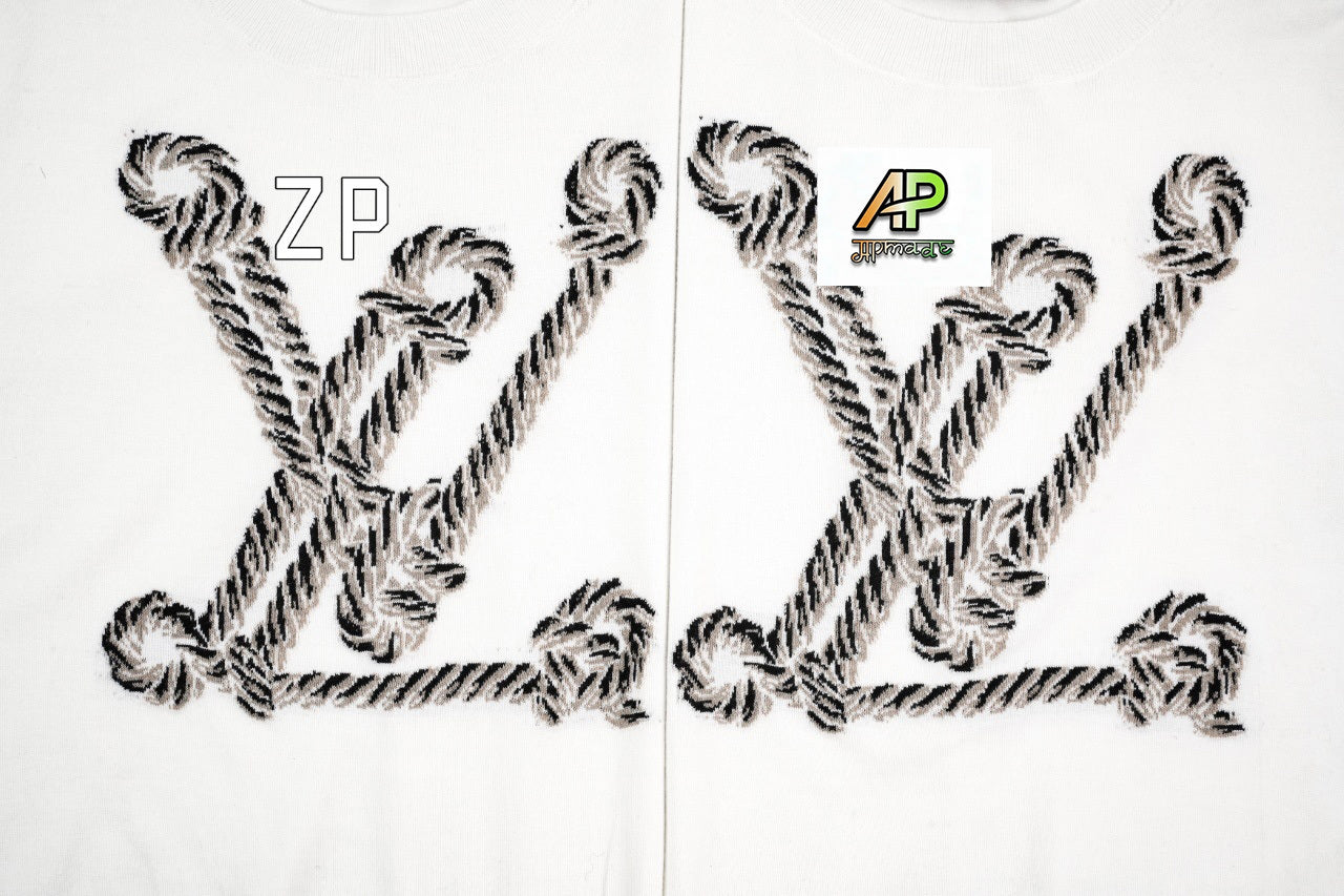 Louis Vuitton Nautical Jacquard Anchor Chain Short-Sleeve Knit Top