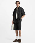 Louis Vuitton Raffia Embroidered Denim Short-Sleeve Shirt