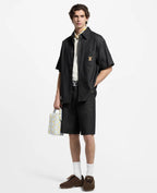 Louis Vuitton Raffia Embroidered Denim Short-Sleeve Shirt