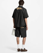 Louis Vuitton Raffia Embroidered Denim Short-Sleeve Shirt