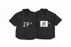 Louis Vuitton Raffia Embroidered Denim Short-Sleeve Shirt