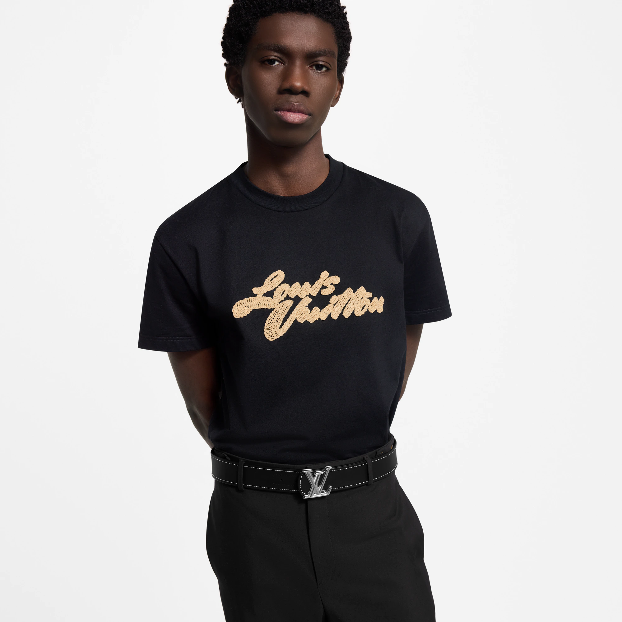 Louis Vuitton SS25 Raffia Rope Embroidered Crew Neck T-Shirt