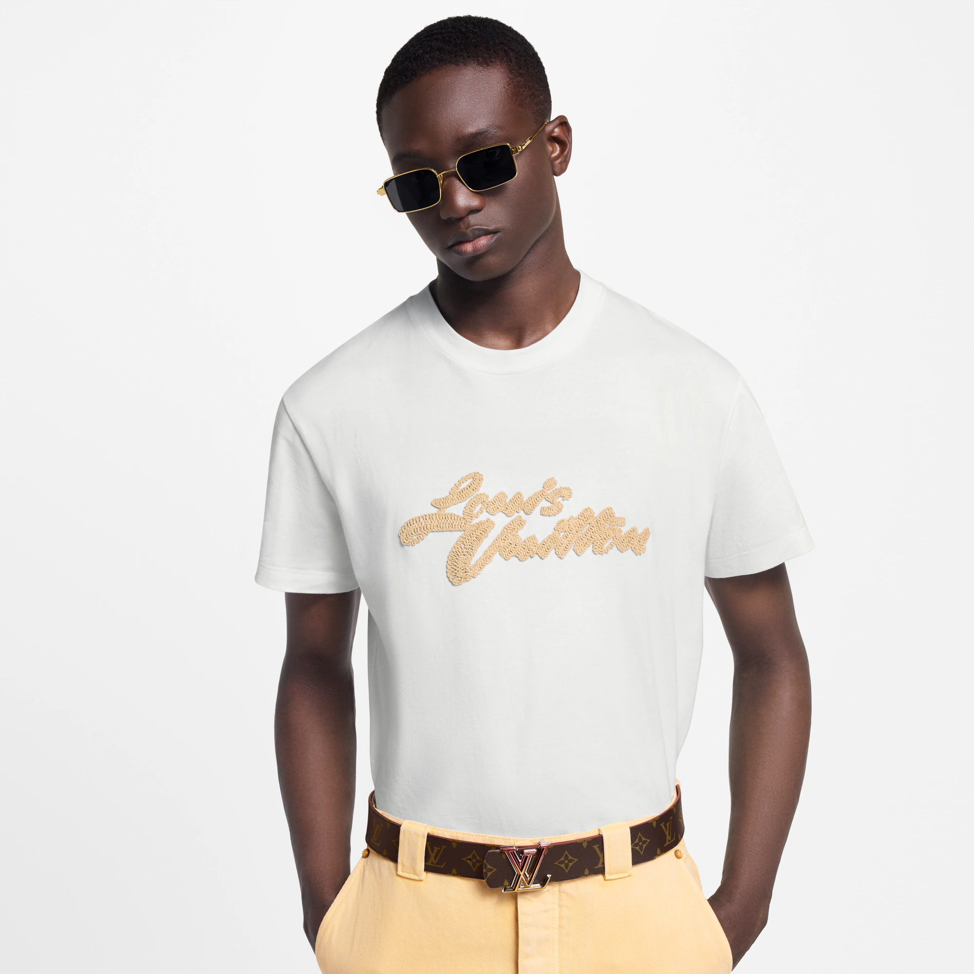 Louis Vuitton SS25 Raffia Rope Embroidered Crew Neck T-Shirt