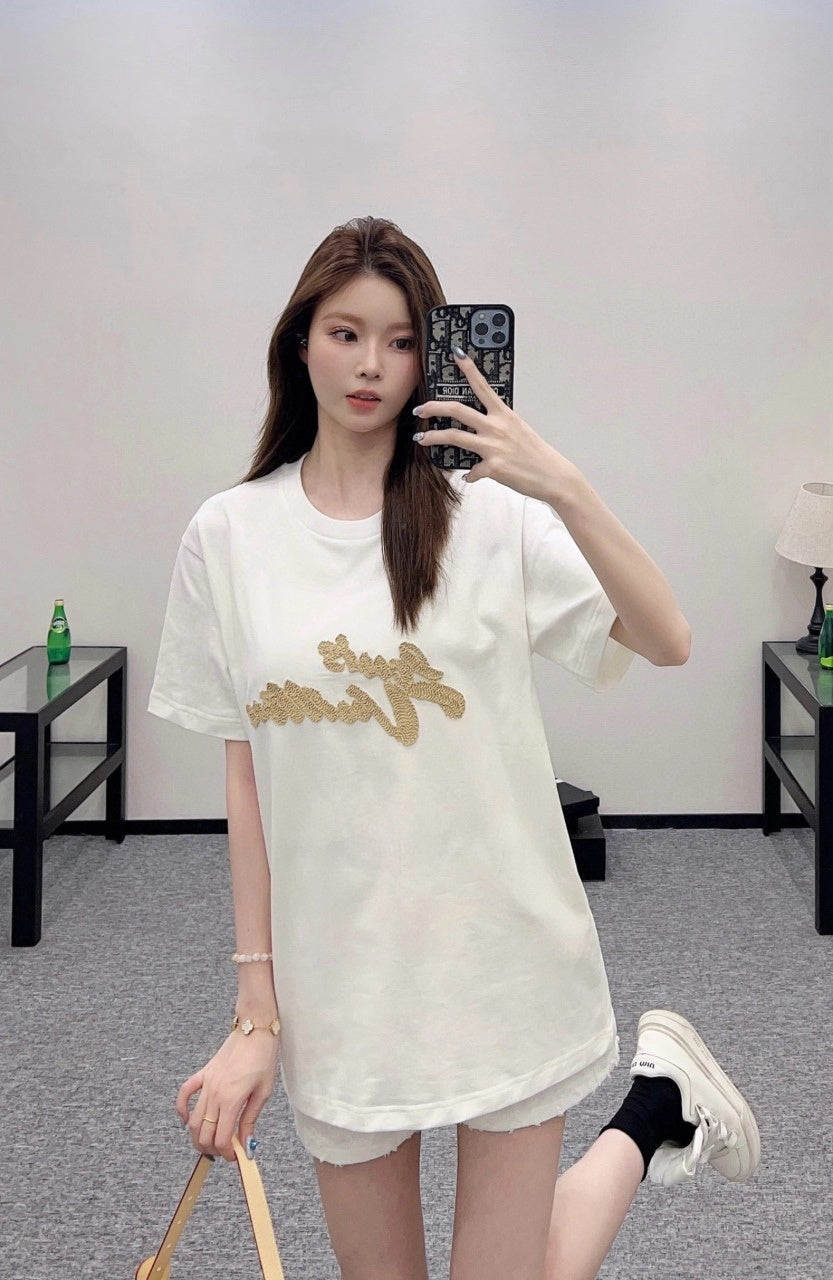 Louis Vuitton SS25 Raffia Rope Embroidered Crew Neck T-Shirt