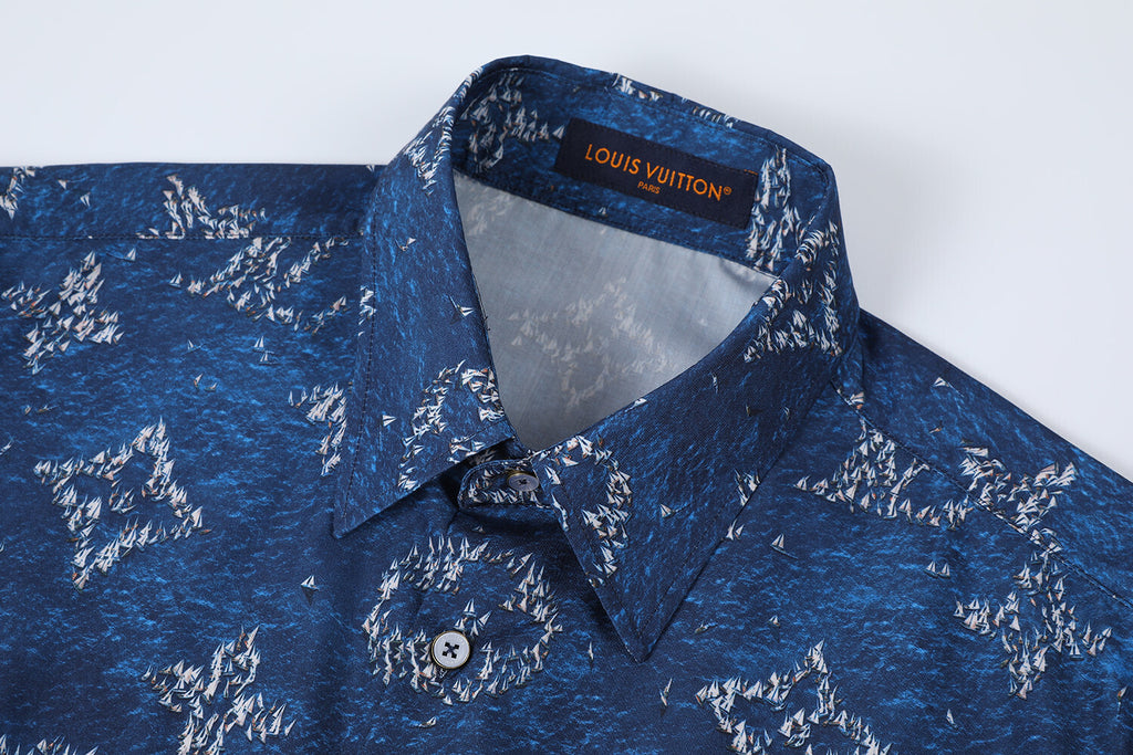 Louis Vuitton Printed High-Density Cotton Short-Sleeve Shirt
