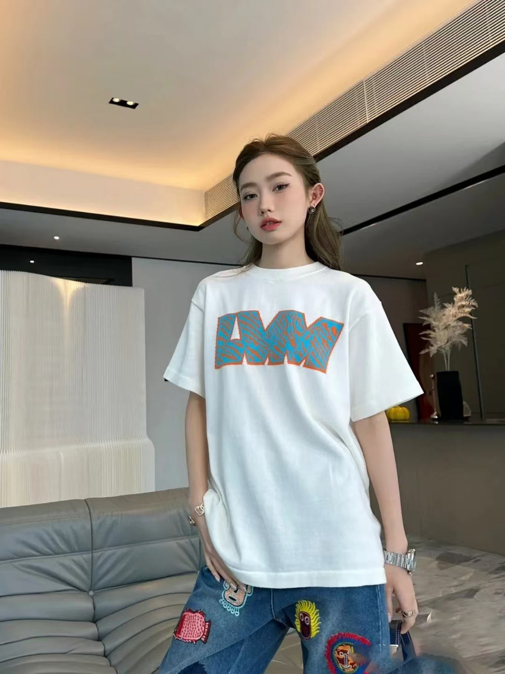 Louis Vuitton Intarsia Letter Crew Neck Short-Sleeve T-Shirt