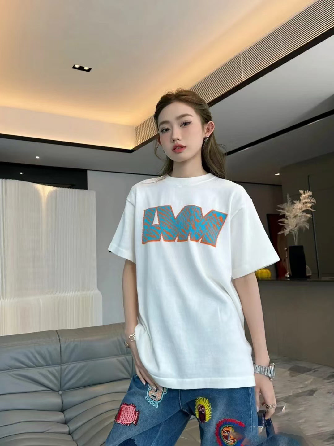 Louis Vuitton Intarsia Letter Crew Neck Short-Sleeve T-Shirt