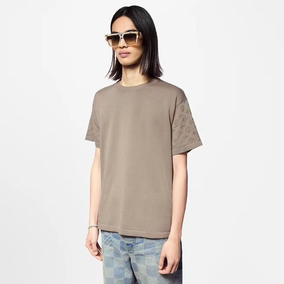 Louis Vuitton Wool Jacquard Short-Sleeve Knit Top