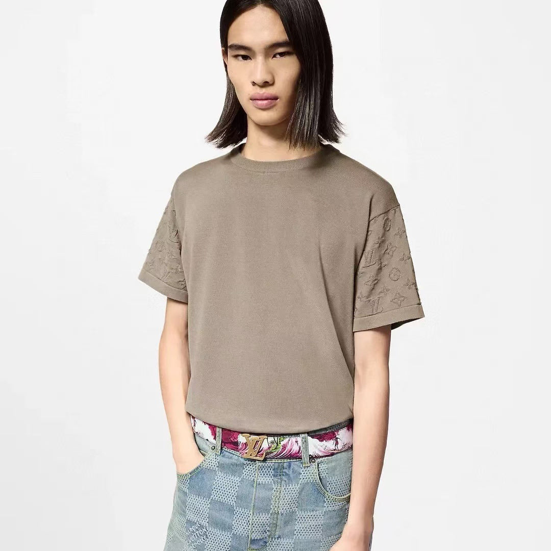 Louis Vuitton Wool Jacquard Short-Sleeve Knit Top
