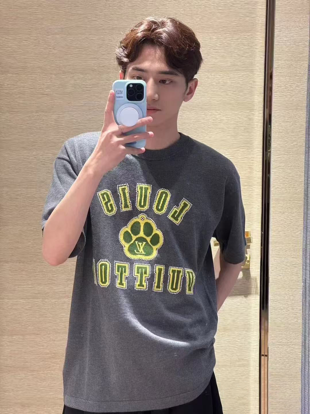 Louis Vuitton 25SS Cotton Jacquard Crew Neck Short-Sleeve Shirt