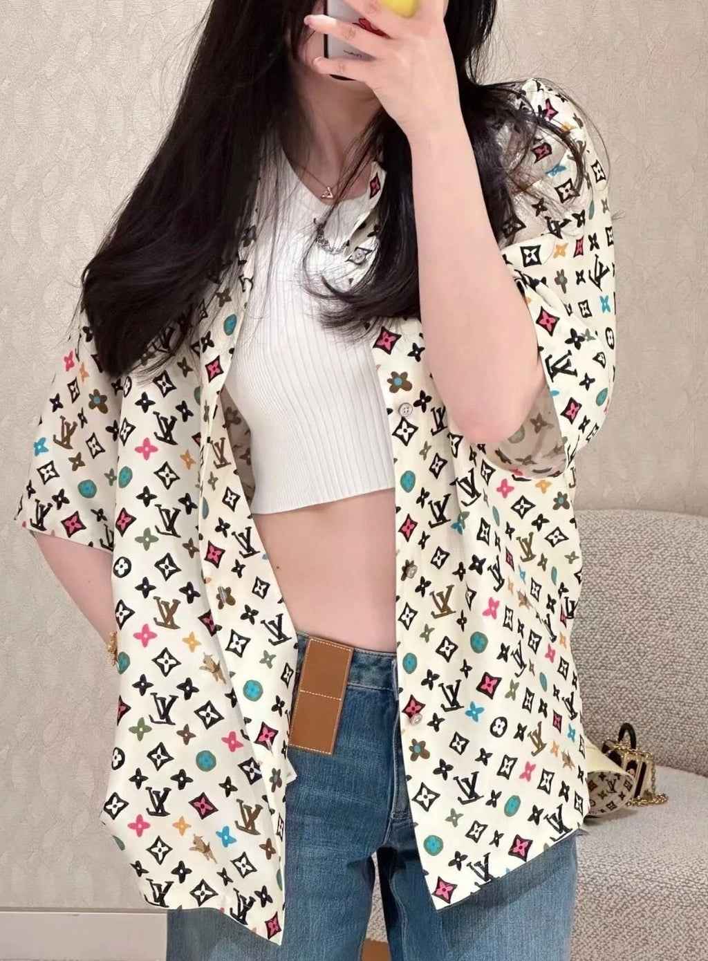 Louis Vuitton Floral Printed TENCEL® Satin Short-Sleeve Shirt