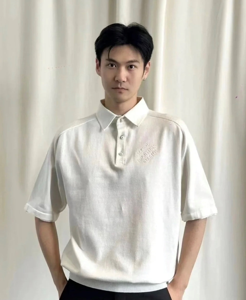 Louis Vuitton Silk-Feel Wool Blend Knit Short-Sleeve Top