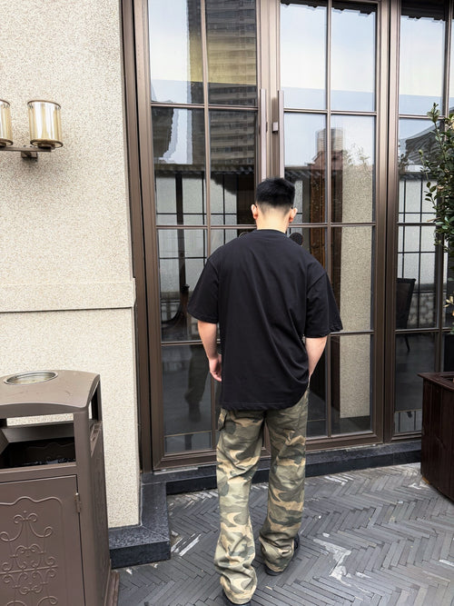 Balenciaga Crew Neck Cotton T-Shirt with Script Letter Embroidery