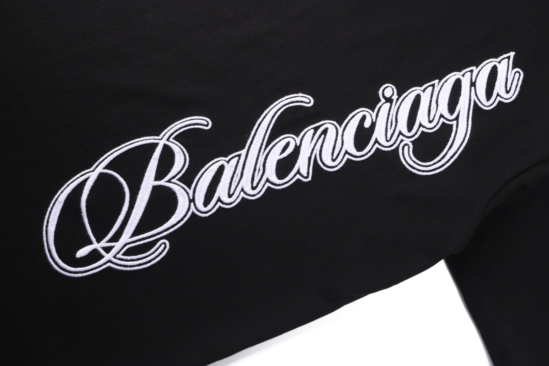 Balenciaga Crew Neck Cotton T-Shirt with Script Letter Embroidery