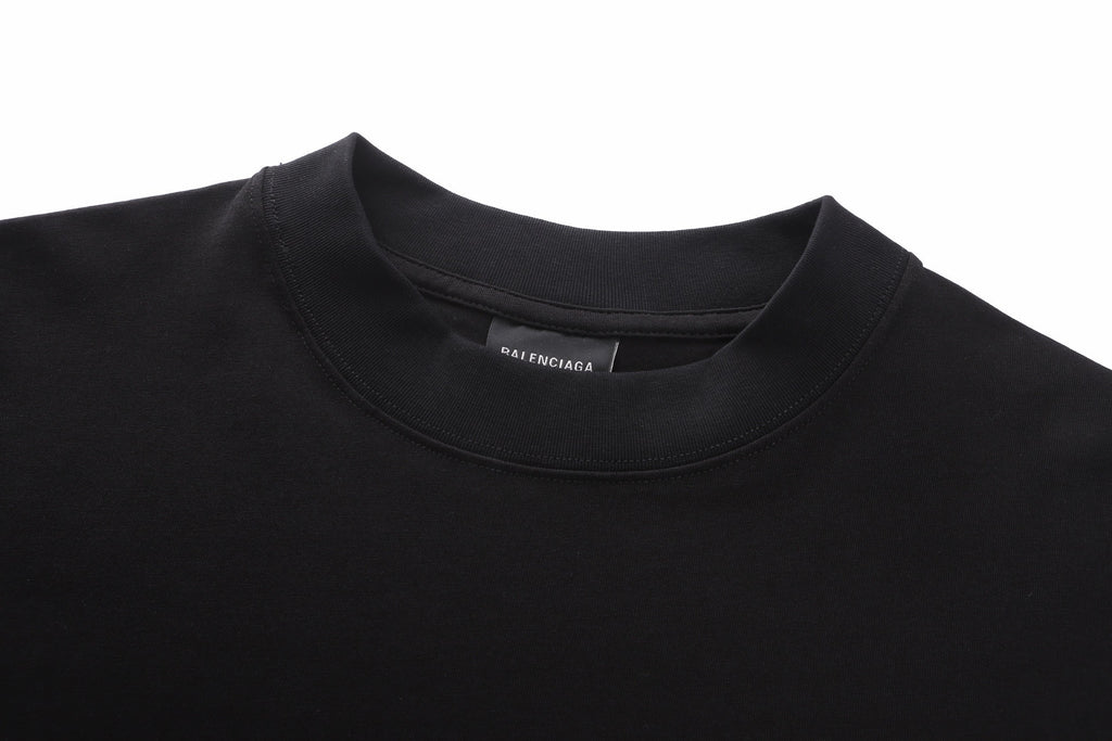Balenciaga Crew Neck Cotton T-Shirt with Script Letter Embroidery