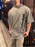 Balenciaga Crew Neck Cotton T-Shirt with Script Letter Embroidery