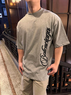 Balenciaga Crew Neck Cotton T-Shirt with Script Letter Embroidery
