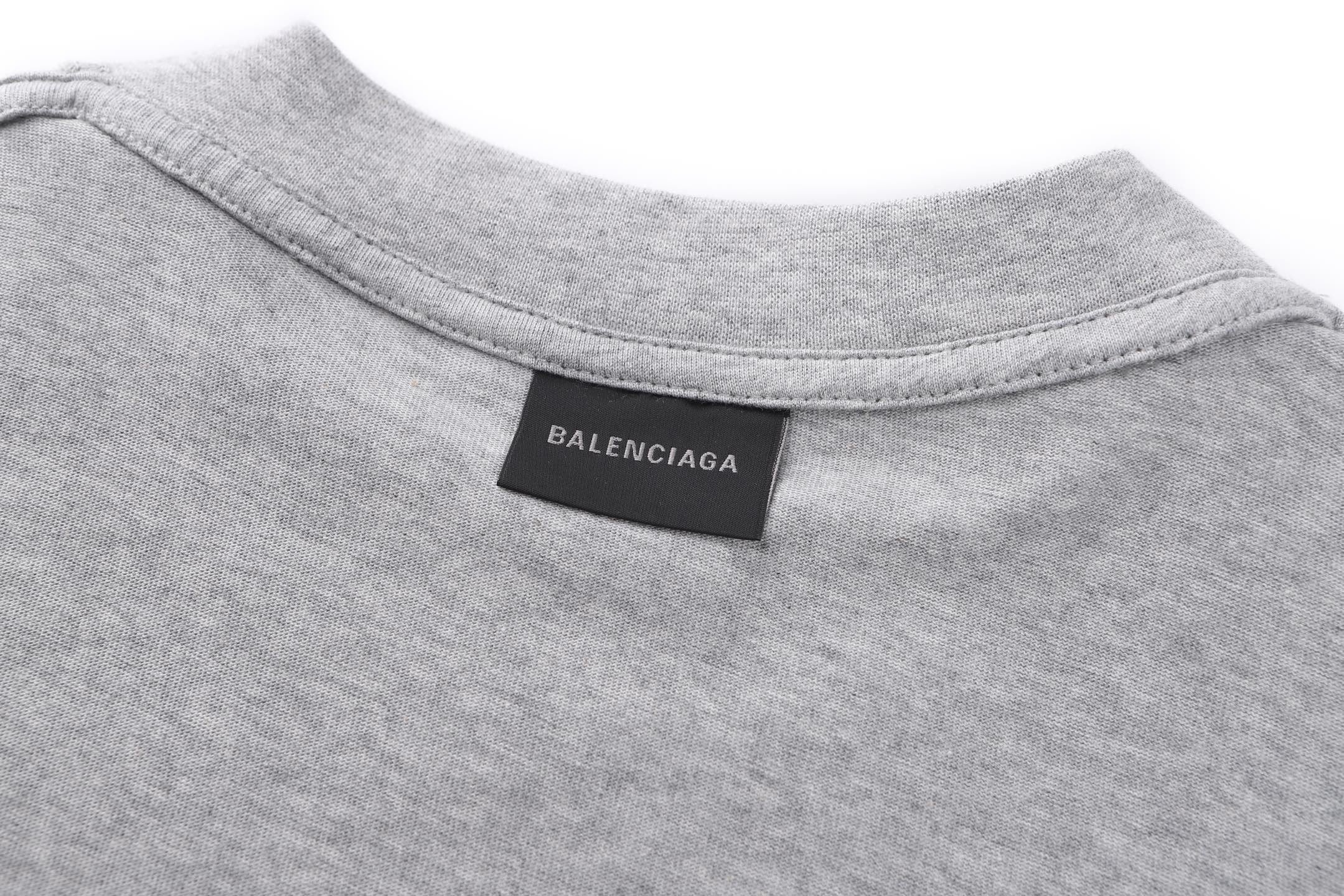 Balenciaga Crew Neck Cotton T-Shirt with Script Letter Embroidery