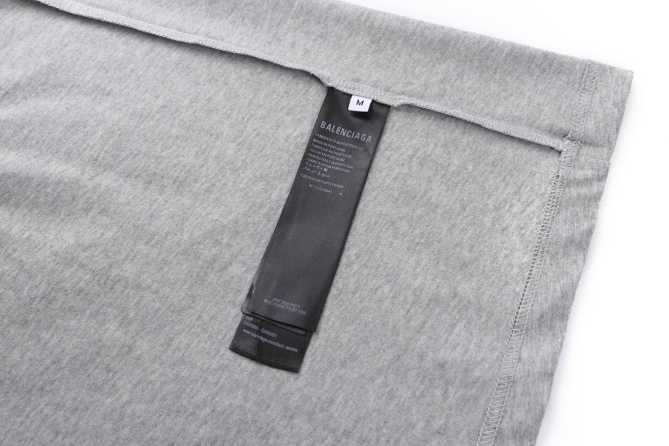 Balenciaga Crew Neck Cotton T-Shirt with Script Letter Embroidery