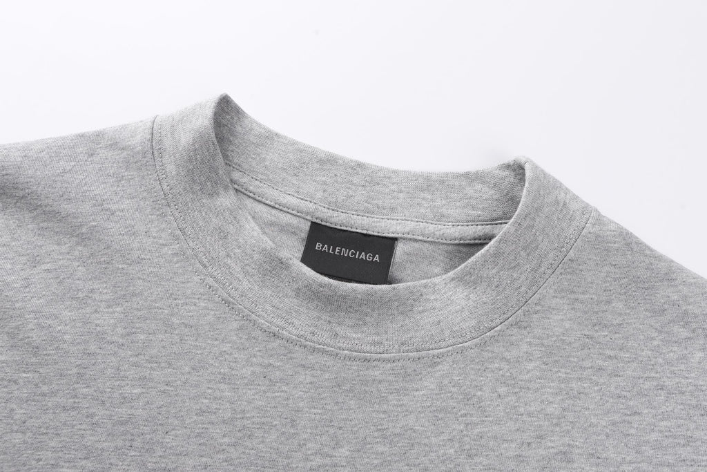 Balenciaga Crew Neck Cotton T-Shirt with Script Letter Embroidery