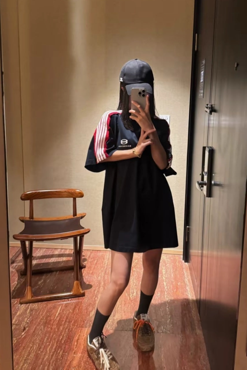 Balenciaga Double-Ring Logo Embroidered Cotton T-Shirt