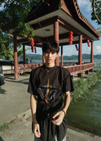 Balenciaga Eiffel Tower Night View Printed Cotton T-Shirt