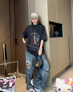 Balenciaga Eiffel Tower Night View Printed Cotton T-Shirt