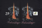 Balenciaga Eiffel Tower Night View Printed Cotton T-Shirt