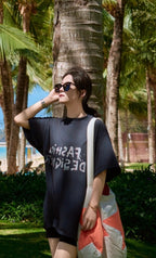 Balenciaga Glitter Print Distressed Cotton T-Shirt