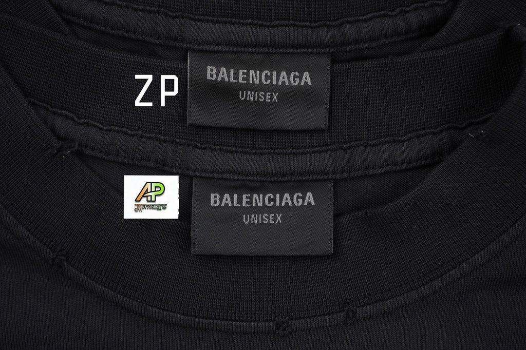 Balenciaga Paris Yellow Rubber Strip Short-Sleeve T-Shirt
