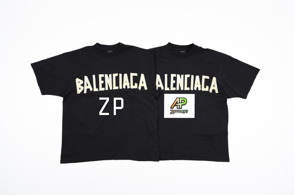 Balenciaga Paris Yellow Rubber Strip Short-Sleeve T-Shirt