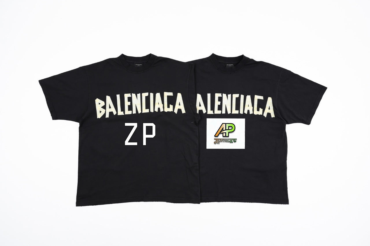 Balenciaga Paris Yellow Rubber Strip Short-Sleeve T-Shirt