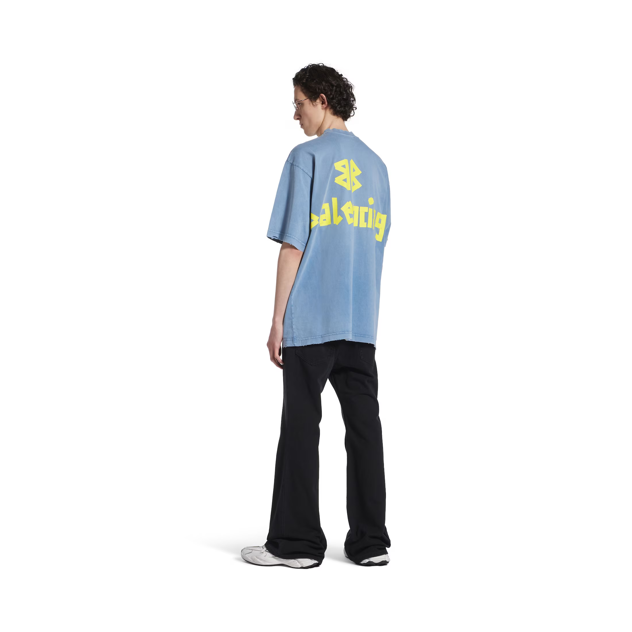 Balenciaga Paris Yellow Rubber Strip Short-Sleeve T-Shirt