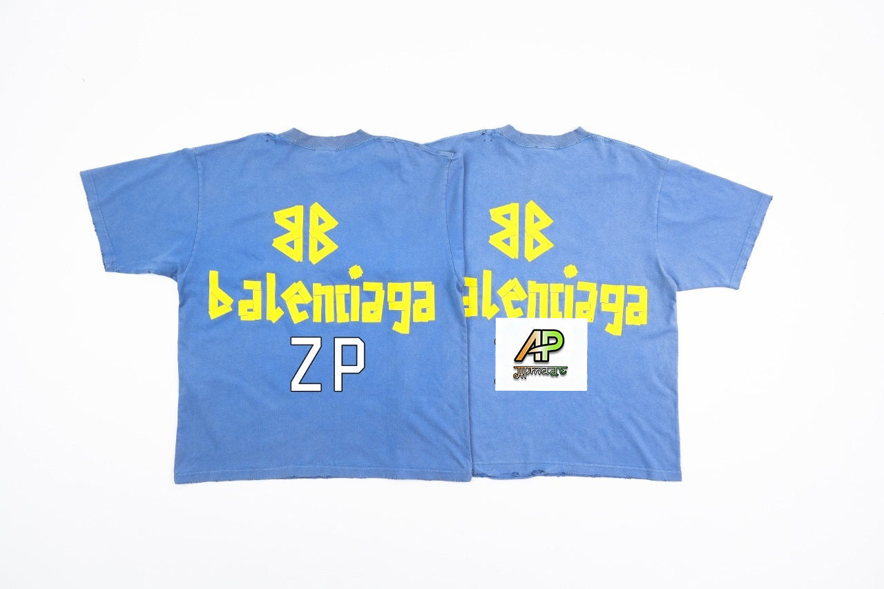 Balenciaga Paris Yellow Rubber Strip Short-Sleeve T-Shirt
