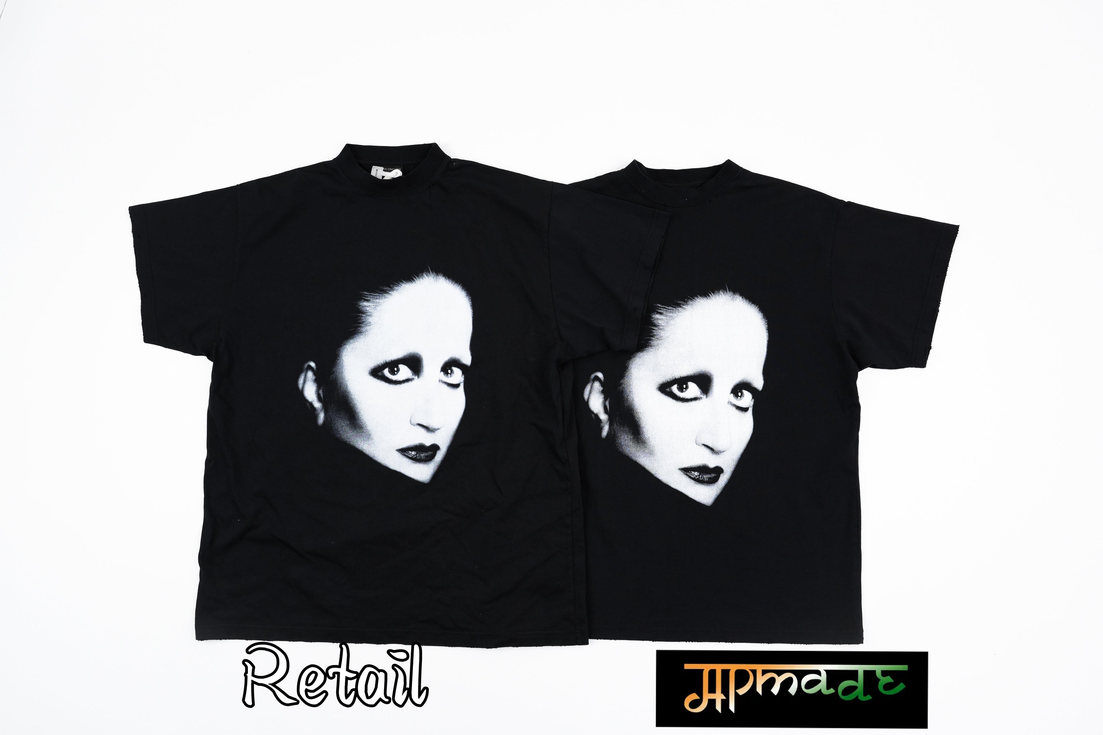 Balenciaga Portrait Print Distressed Short-Sleeve T-Shirt