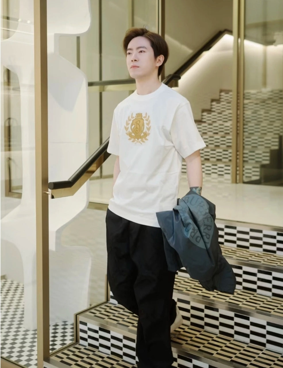 Burberry B-Shield Oak Leaf Embroidered Crew Neck T-Shirt