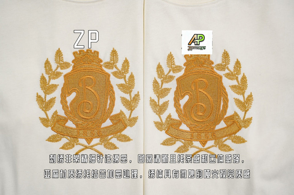 Burberry B-Shield Oak Leaf Embroidered Crew Neck T-Shirt