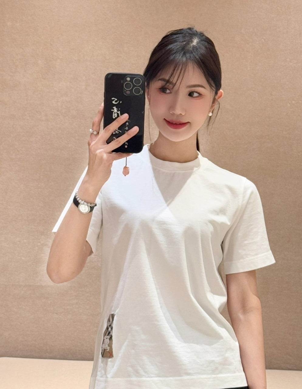 Burberry Plaid Horse Logo Short-Sleeve T-Shirt