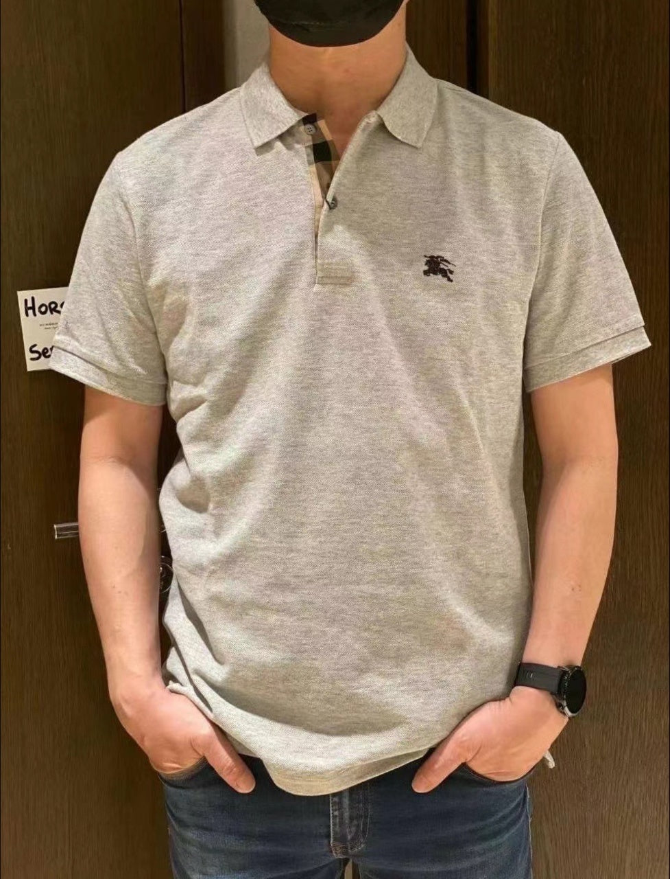 Burberry Cotton-Spandex Double-Sided Pearl Knit Polo Shirt
