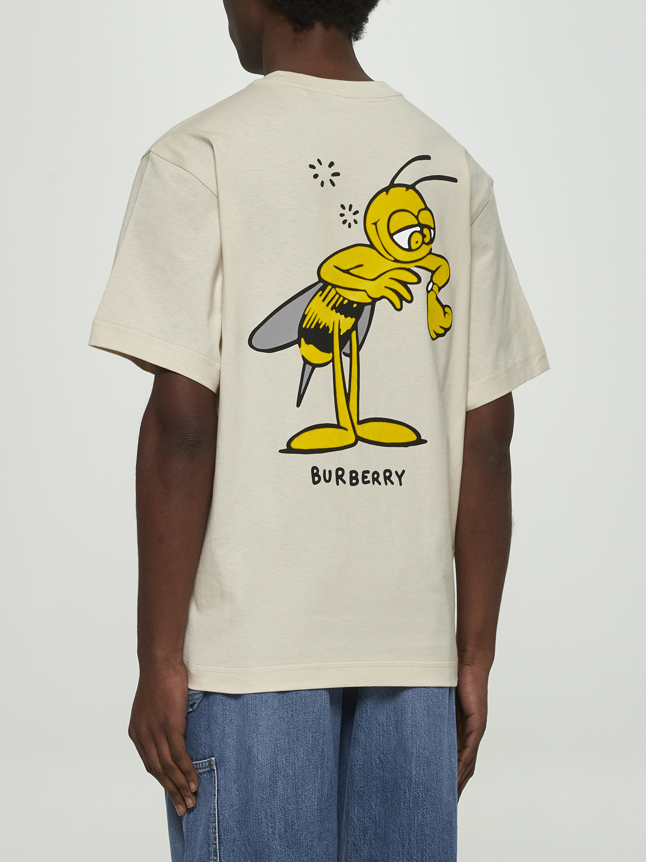 Burberry Bee Motif Lettering Logo Crew Neck T-Shirt
