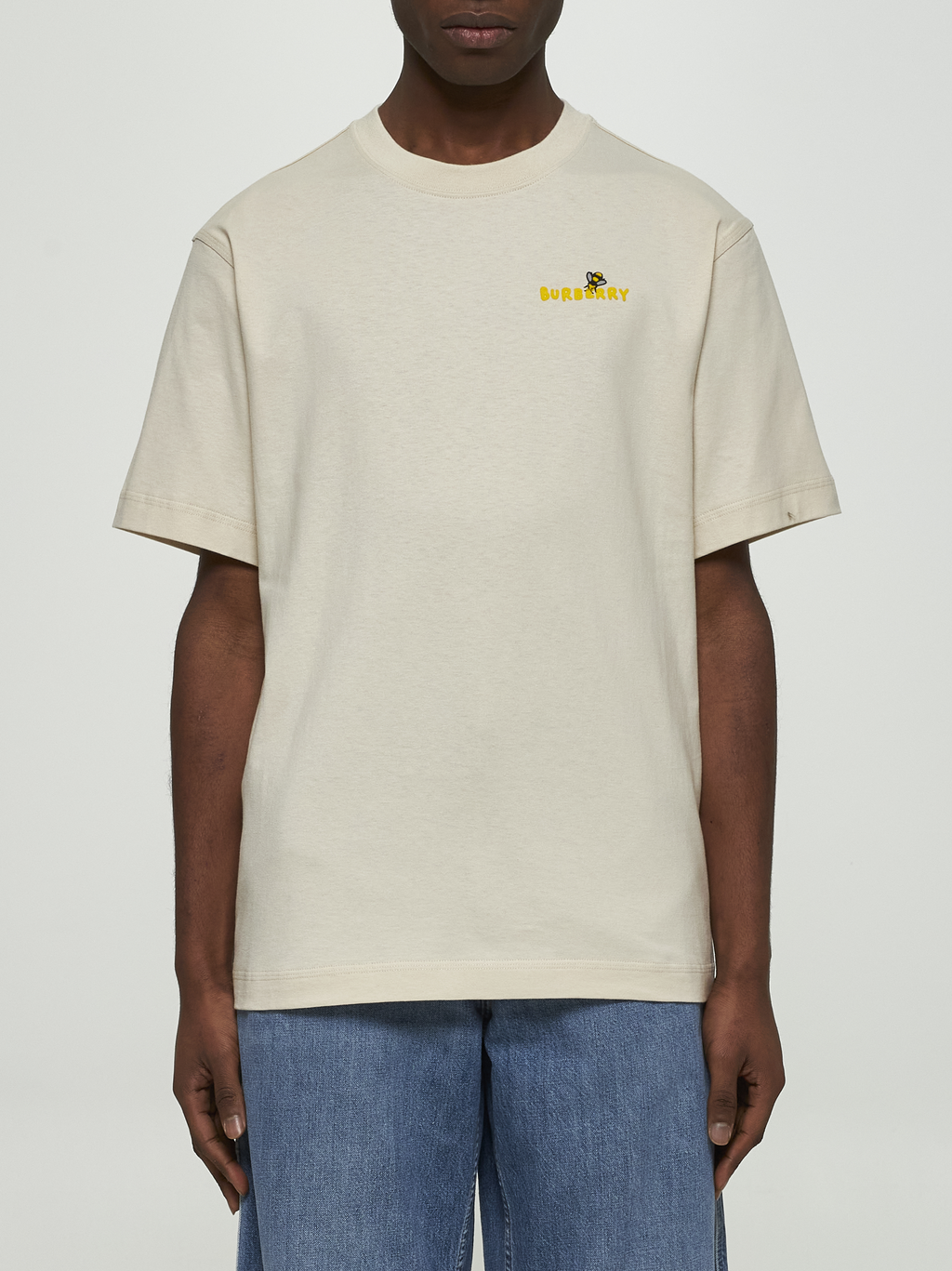 Burberry Bee Motif Lettering Logo Crew Neck T-Shirt